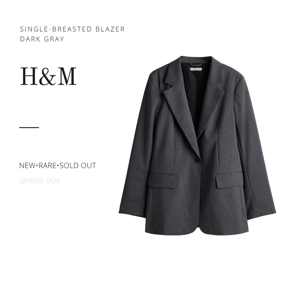 NEW SOLD OUT H&M Dark Gray Single Breasted-Blazer